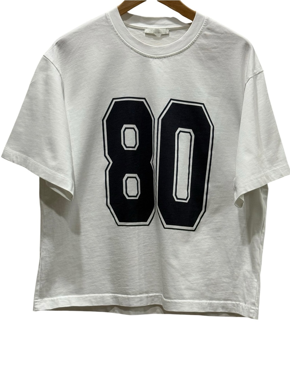ZARA T-Shirt White Graphic Varsity Collegiate Y2K  Sporty Chic Preppy NWOT Small